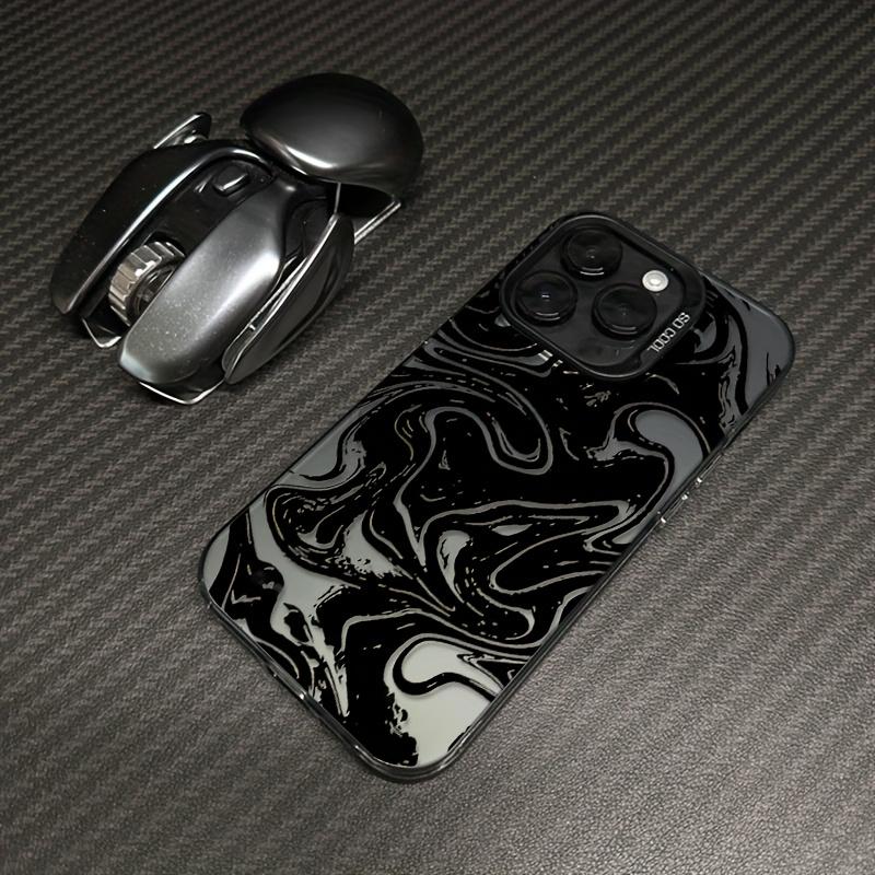 Monochrome Liquid Marble Phone Case, Black White Swirl Hard-Shell Cover for iPhone 17 16 15 14 13 12 11 X Plus Pro Max, Minimalist Desk Gift