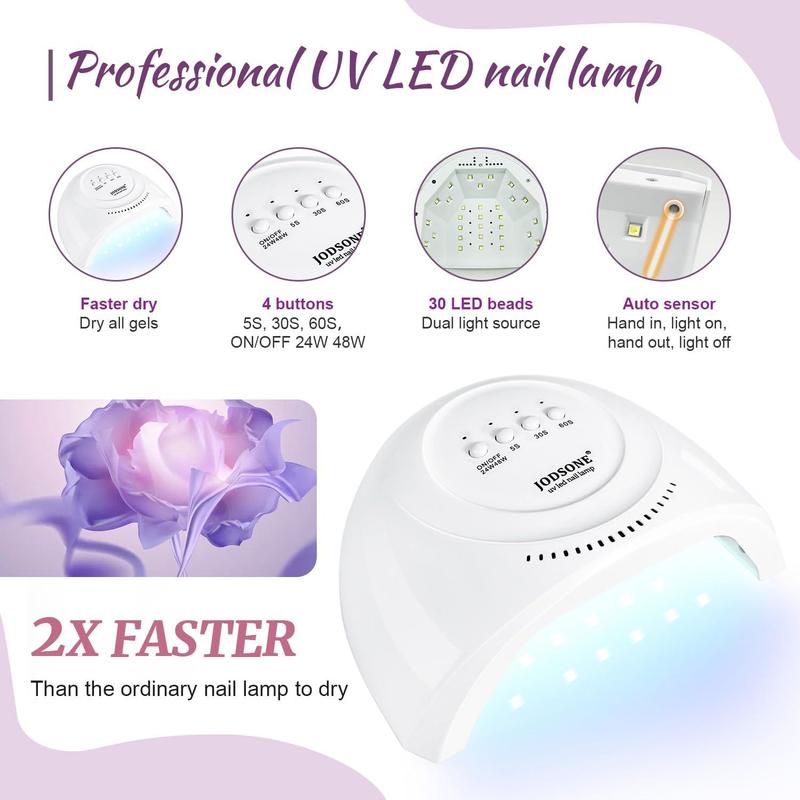 JODSONE 60 PCS Gel Nail Polish Kit with U V Light Base and Matte Glossy Top Coat Nail Gel Polish Soak off Manicure Accessory Tools Suitable for All Seasons JODSONE 60 PCS Gel Nail Polish Kit with U V Light Base and Matte Glossy Top Coat Nail Gel Polish Soak off Manicure Accessory Tools Suitable for All Seasons