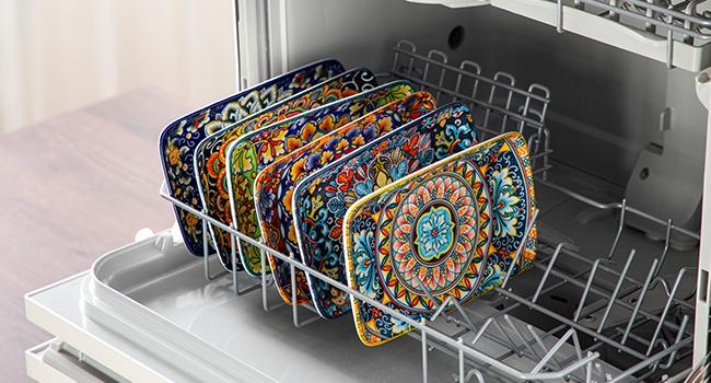 vancasso Simi Serving Platters & Plates Set – 3 Piece Rectangular Trays or 6 Piece Dinner Plates, Bohemian Ceramic Dish Set for Entertaining, Microwave & Dishwasher Safe Porcelain Dinnerware