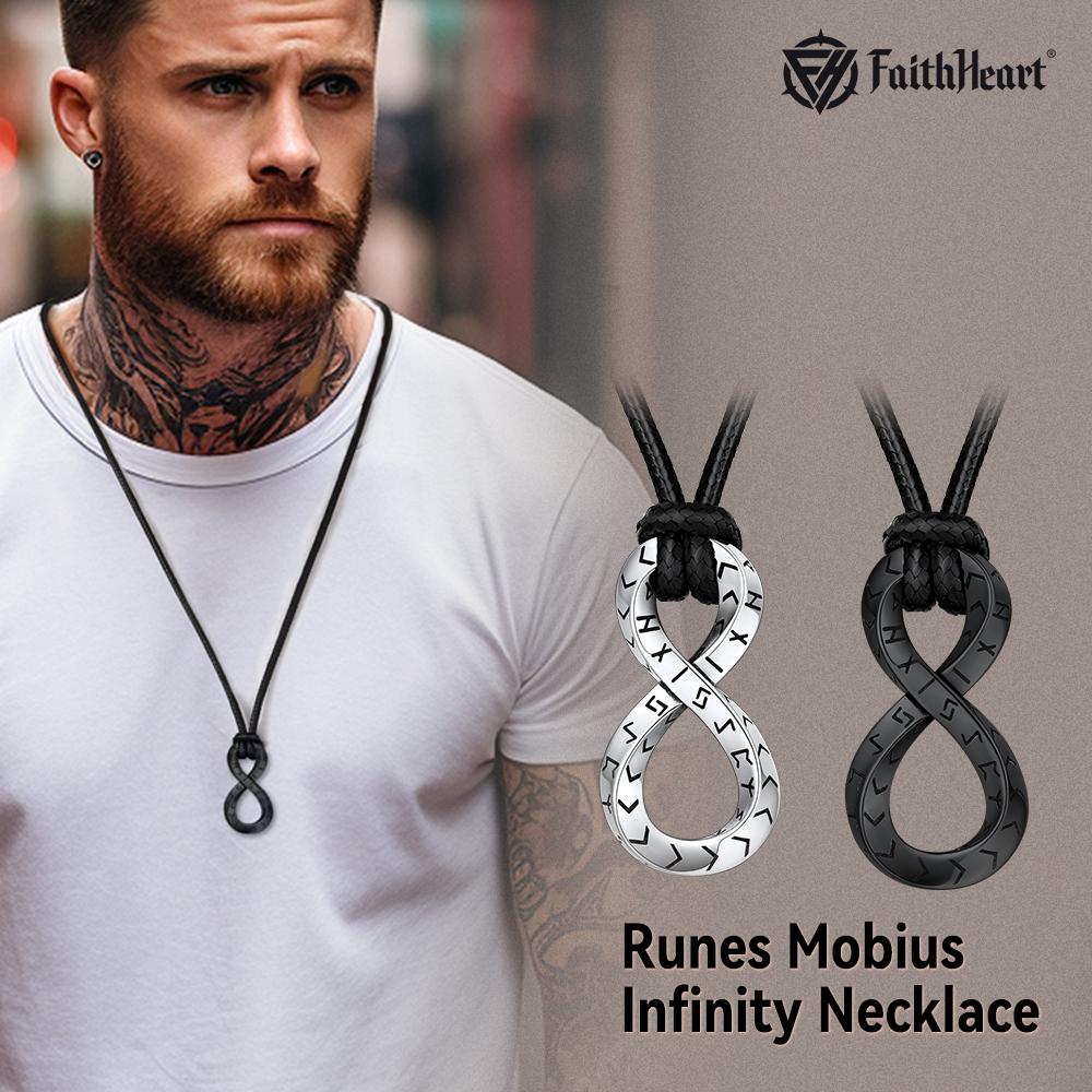 FaithHeart Mobius Rune Necklace Viking amulet with Rune Symbol for Men and Women