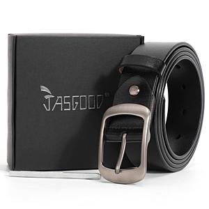 JASGOOD Plus Size Women Leather Belt Black Casual Waist Belt with Metal Pin Buckle for Jeans Pants
