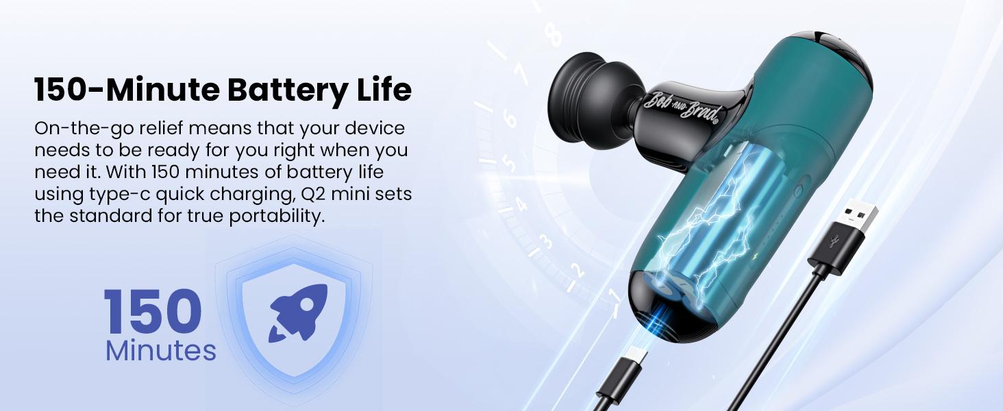 BOB AND BRAD Green Q2 Mini Massage Gun Pocket-Sized Adjustable Deep Tissue Massager Gun, Portable Percussion Muscle Massager Gun,Quiet Muscle Massage Gun with Carry Case-Green, FSA and HSA Eligible -Silicone, Idea Gift for Women and Men