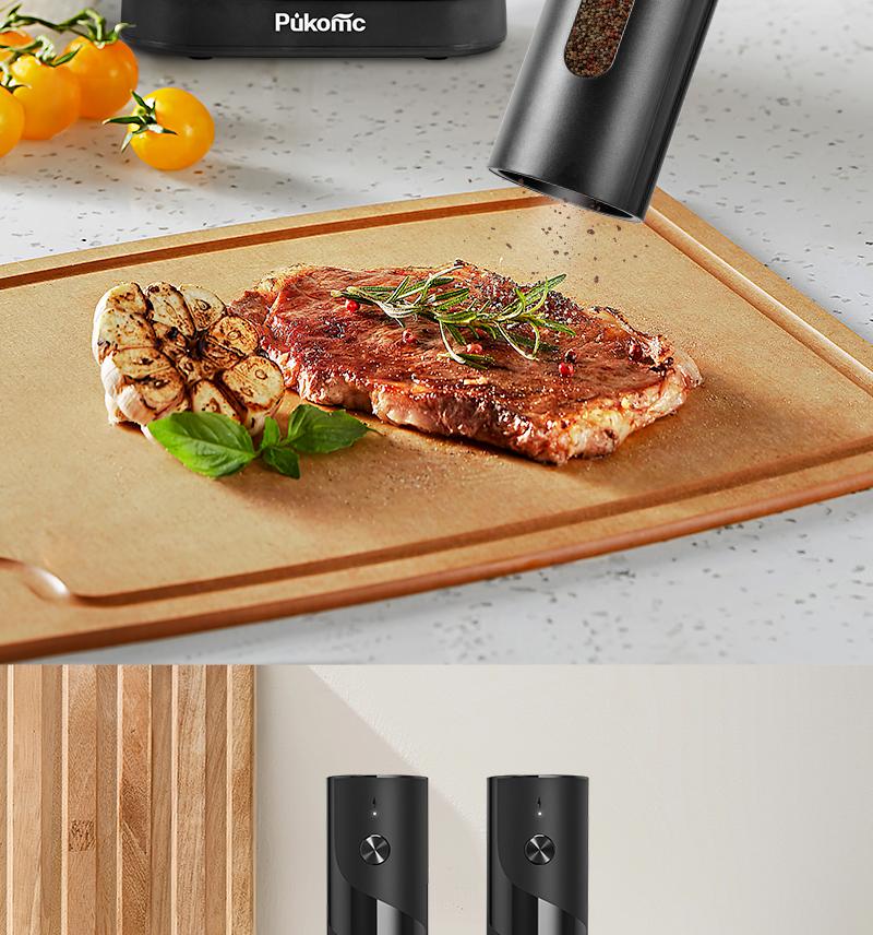 Susteas Rechargeable Electric Salt & Pepper Mill – 5 Coarseness Settings, One-Hand Use, Quick Charge. Perfect for Kitchens!