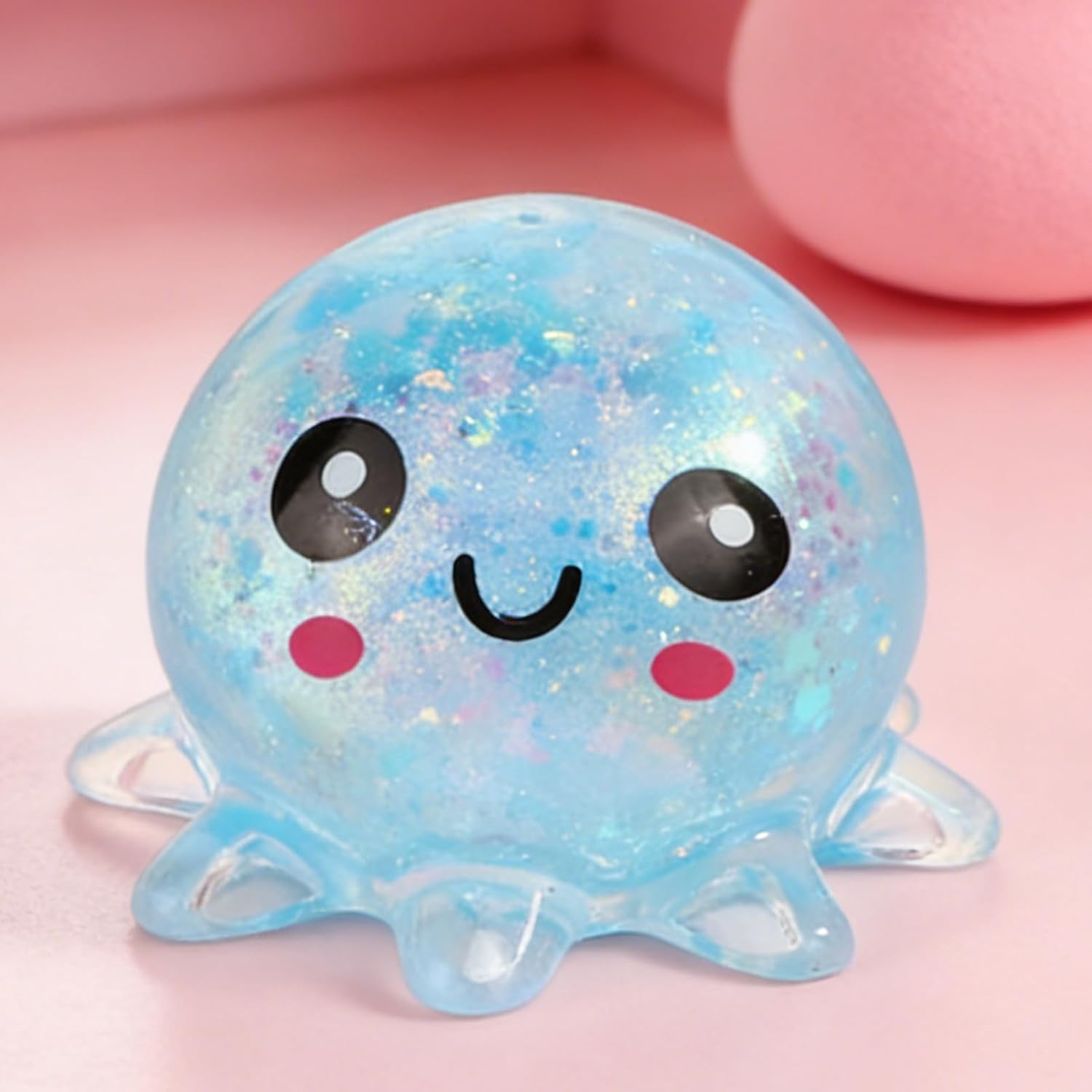 Anxiety Squishies, Fidget Cube Stress Relief, Glitter Octopus Squishy, Slow Rising Squishy Octopus Squeeze Sensory Toys Stress Ball for Adults Kids Relaxation, Cute Small Relief Toys Soft Rebounding StressBalls Party Favors for Birthday Holiday