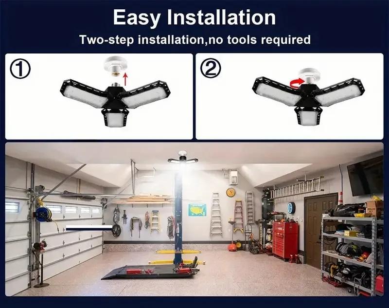 Flexible Panels LED Garage Light E26/e27 Screwed Bulb, Adjustable Lights, Workshop Lighting Bulbs, Industrial Bulbs, Durable & Efficient