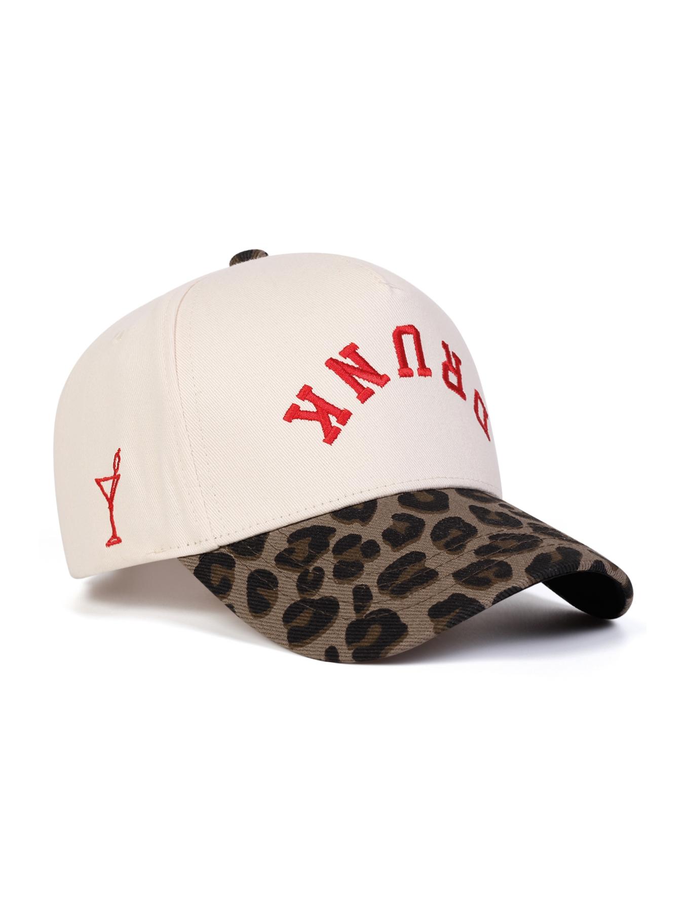 Unisex Drunk Letter Embroidered Baseball Cap, Adjustable Outdoor Sun Protection Hat, Casual Fitted Woven Fabric for Spring & Fall, Adjustable Sunscreen Hat