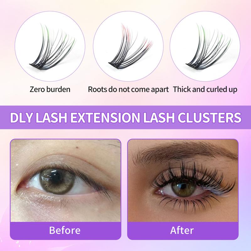 Mixed Color Individual False Eyelashes, 1 Box Natural Look Eyelash Extensions, Self Grafting Curling Fake Eyelashes for Women, Makeup, Diy Eyelash Extensions
