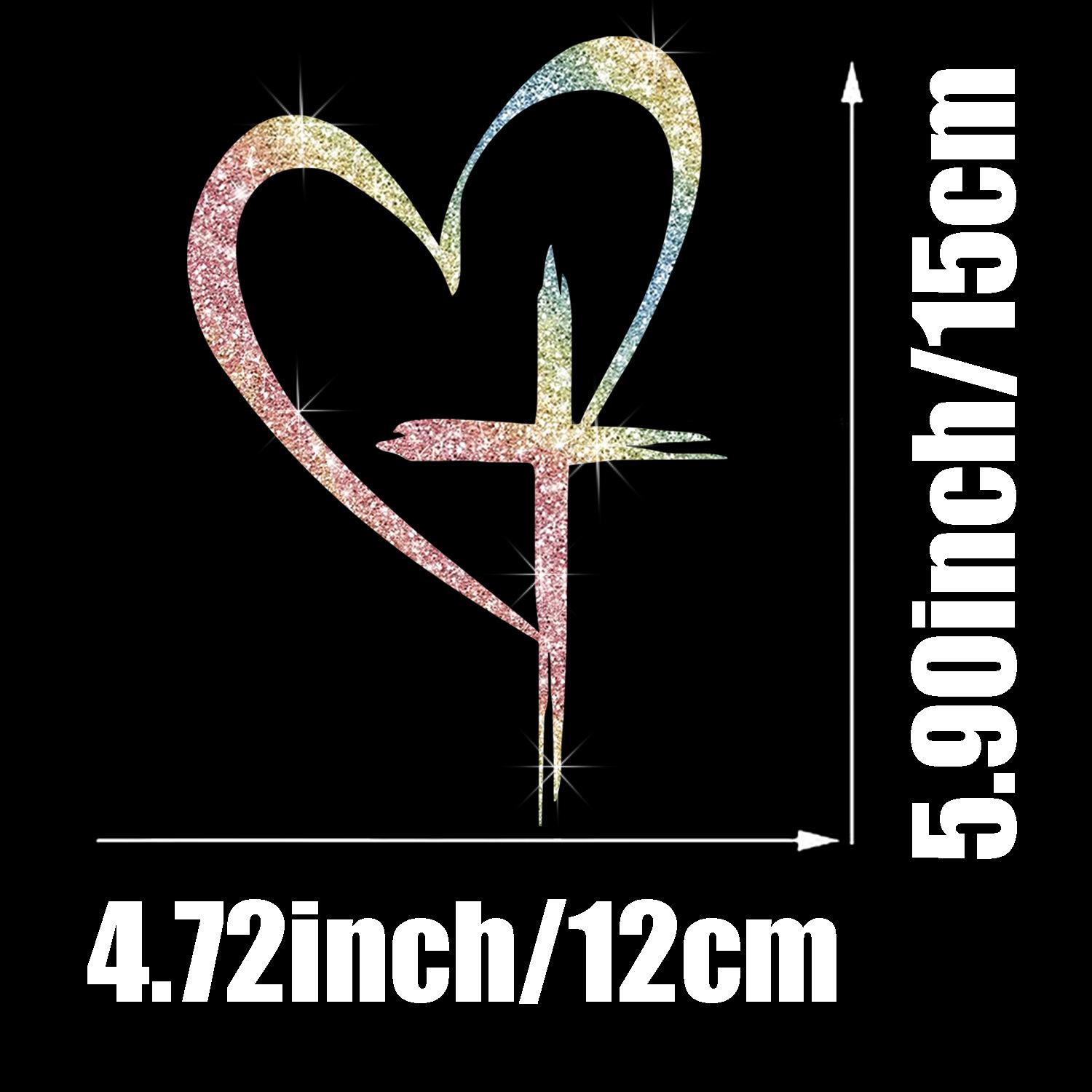 3pcs Christian Theme Hearts & Cross Universal Car Stickers - Water Resistant Plastic Automotive Vinyl Decals for Vehicles, Laptops