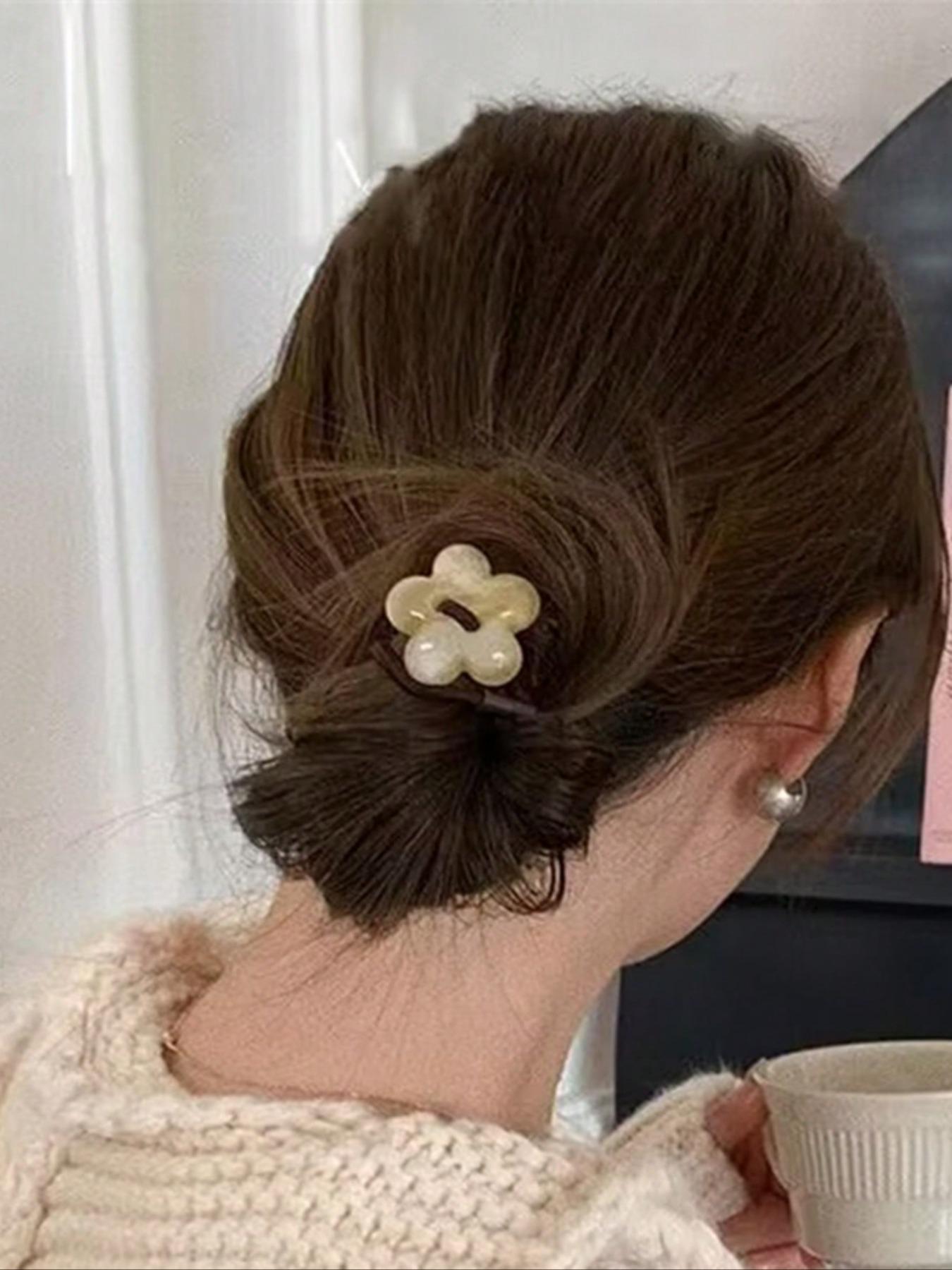 Cute Flower Decor Hair Ties, Colorful Hair Accessories for Women & Girls, Minimalist Headwear Suitable for Thick Hair