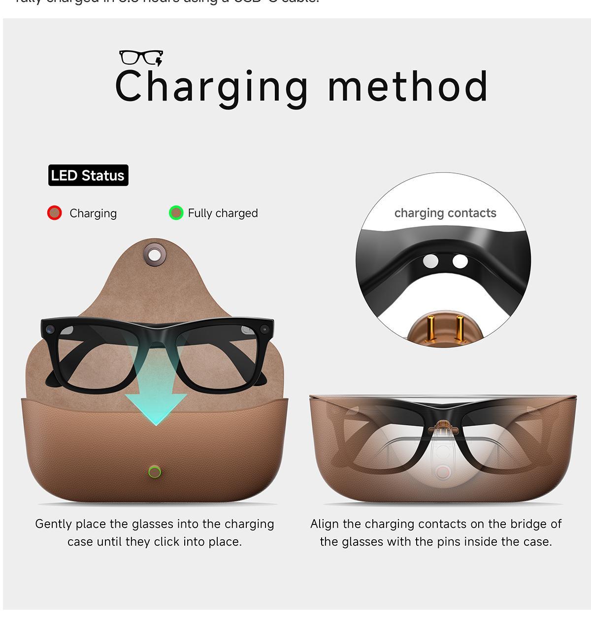 New Mt5 Ultra Ai Smart Glasses, 8mp HD Camera, Voice Recording, Real-Time Translation, Bluetooth-compatible Call, 300mah Battery, 2000mah Charger, Unisex