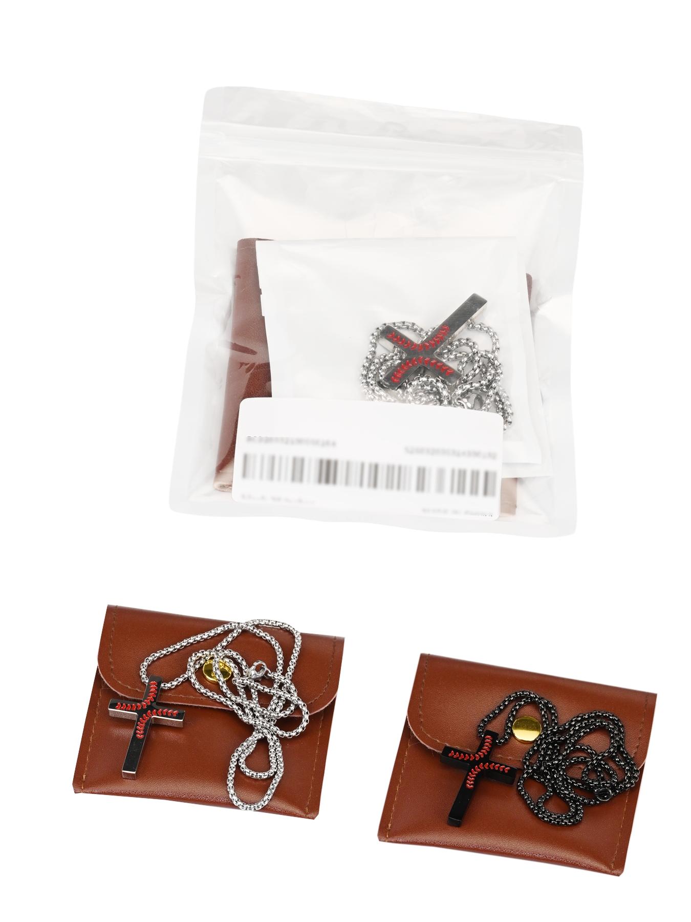 Cross Necklace with Bible 1:9 Verse Cross Pendant, 316L Stainless Steel Chain / Religious Gift for Boys and Men / Fade-Resistant / Baseball / Festival / Party / Ideal Gift