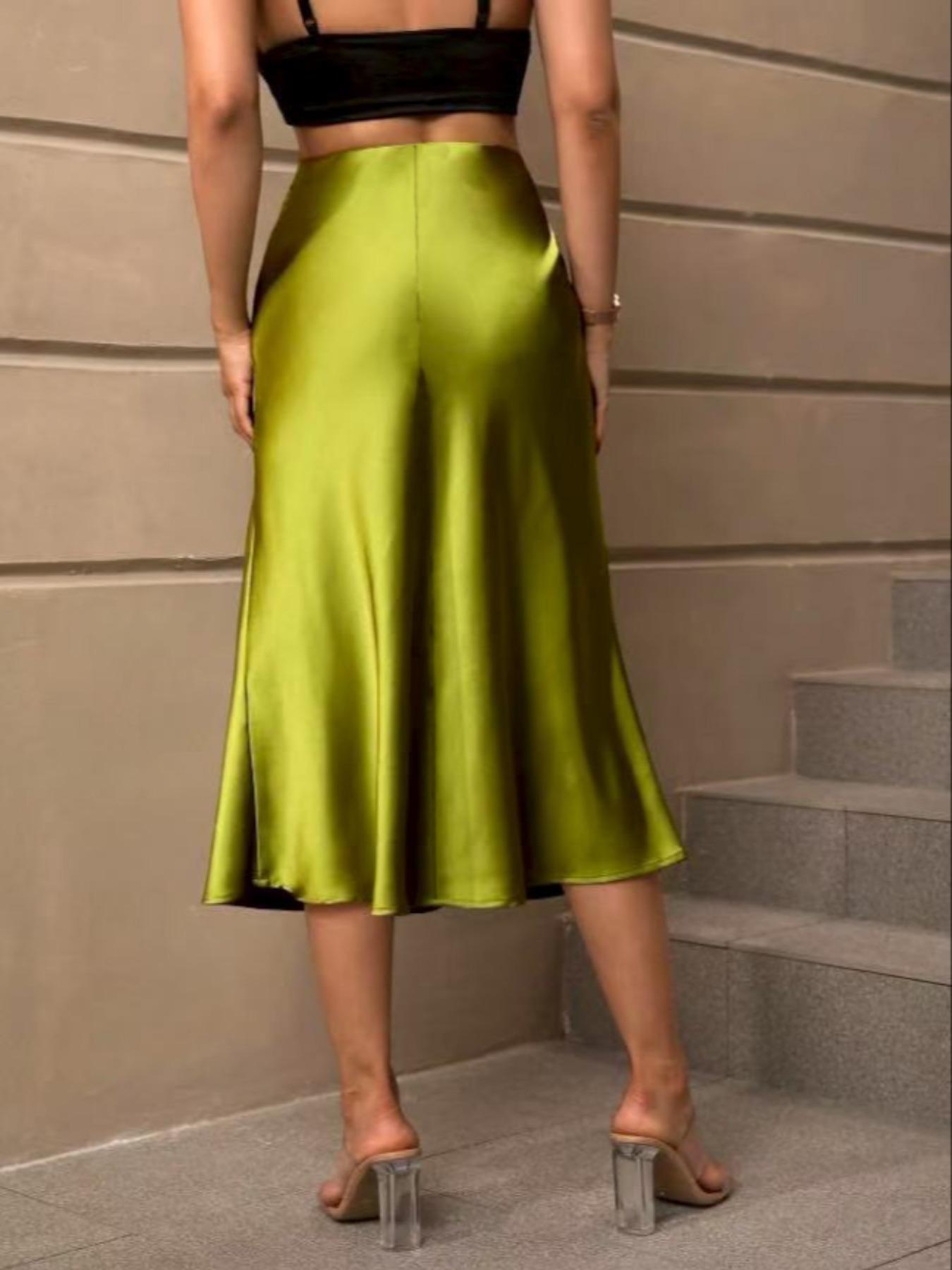 Elegant Women's High-Waisted Satin Skirt, Perfect for Daily Wear & Parties, Stylish Ladies' Fashion Accessory