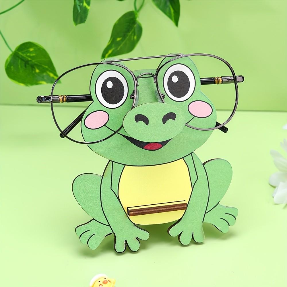 1 wooden glasses display stand - cartoon frog design, durable glasses stand, suitable for home and office decoration, cute frog glasses stand, frog decoration