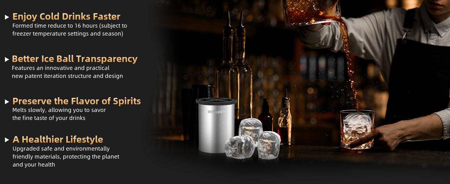 WIBIMEN Whiskey Lover’s Gift – Funny Stainless Steel Face Ice Mold for Cocktail Fans Fathersdaygift Silicone Shaker Set Utensils