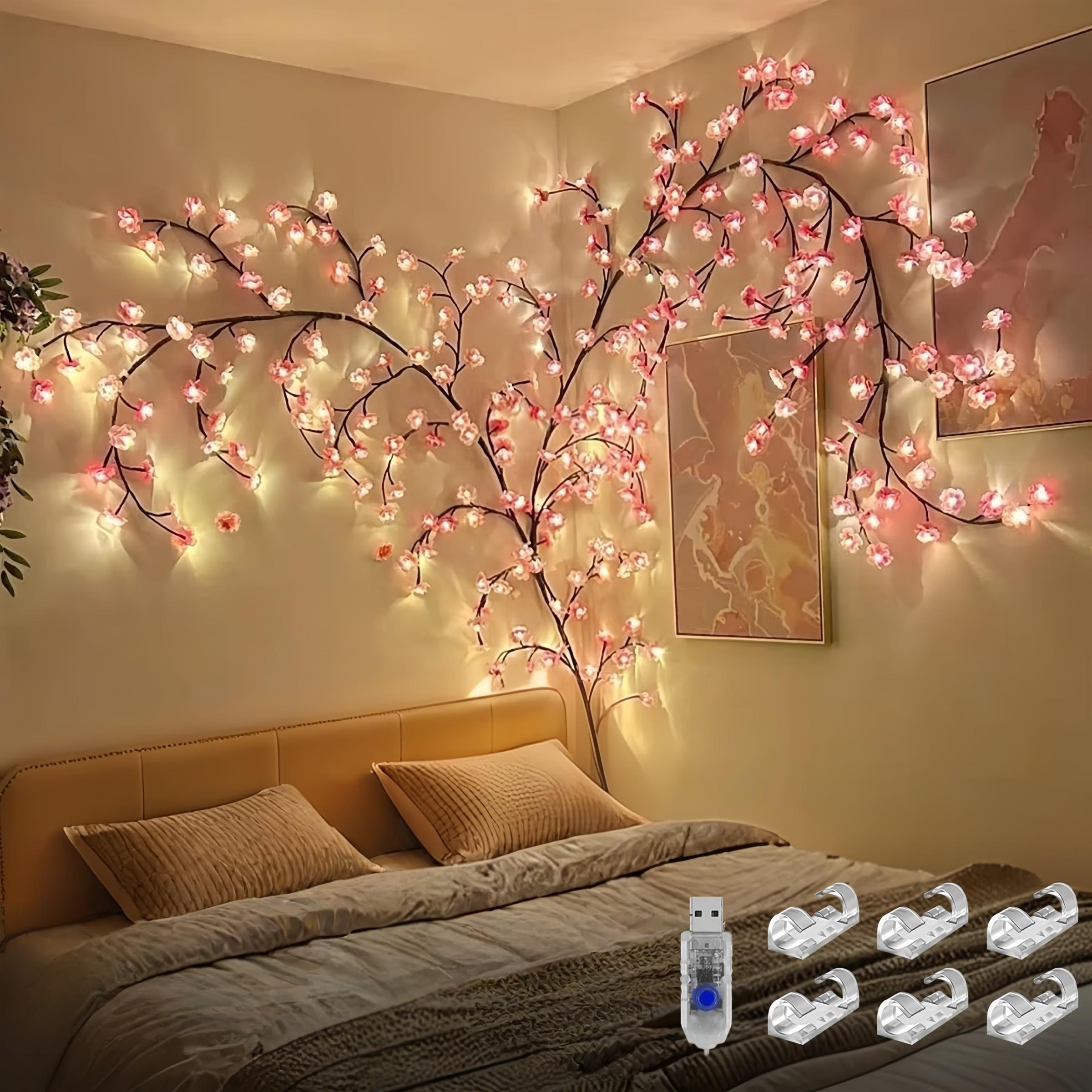 96led Cherry Blossom Tree Light, DIY Realistic Sakura Bedroom Decor Lamp, Party Restaurant Wall Decoration, Wedding Holiday Xmas Home Ambiance