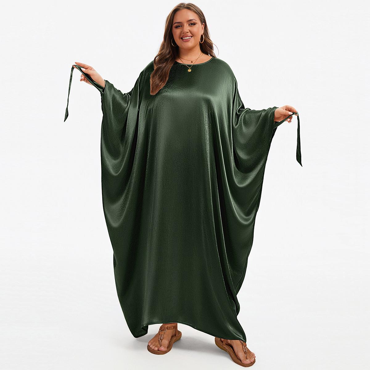 Bsubseach Women Plus Size Kaftan Dresses Moo Moos for Women Swimsuit Cover Up Swimwear Batwing Satin Caftan Beach Dress