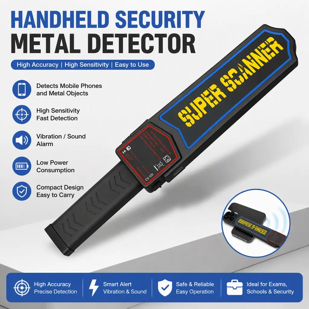 High Sensitivity Hand Held Metal Detector Wand, Portable Security Screening Scanner for School, Station and Event Inspection