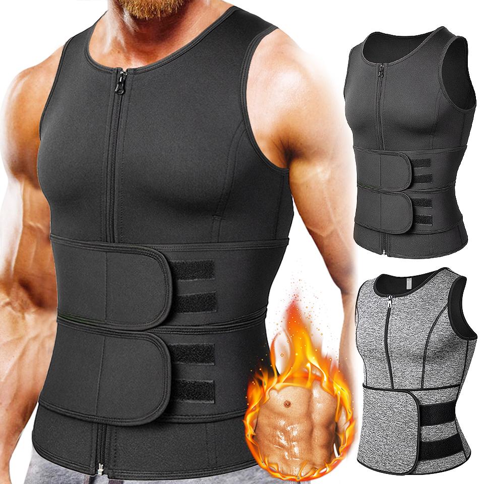 2PCSWaist Trainer Sauna Suit Shirt, Gym & Exercise Compression Vest, Sweat-Boosting Workout Top Sauna Vest, Double Belt Sauna Vest Waist Trainer, Body Shaping Gym Fitness Sweat Abdominal Shaping Tank Top Sports Clothing
