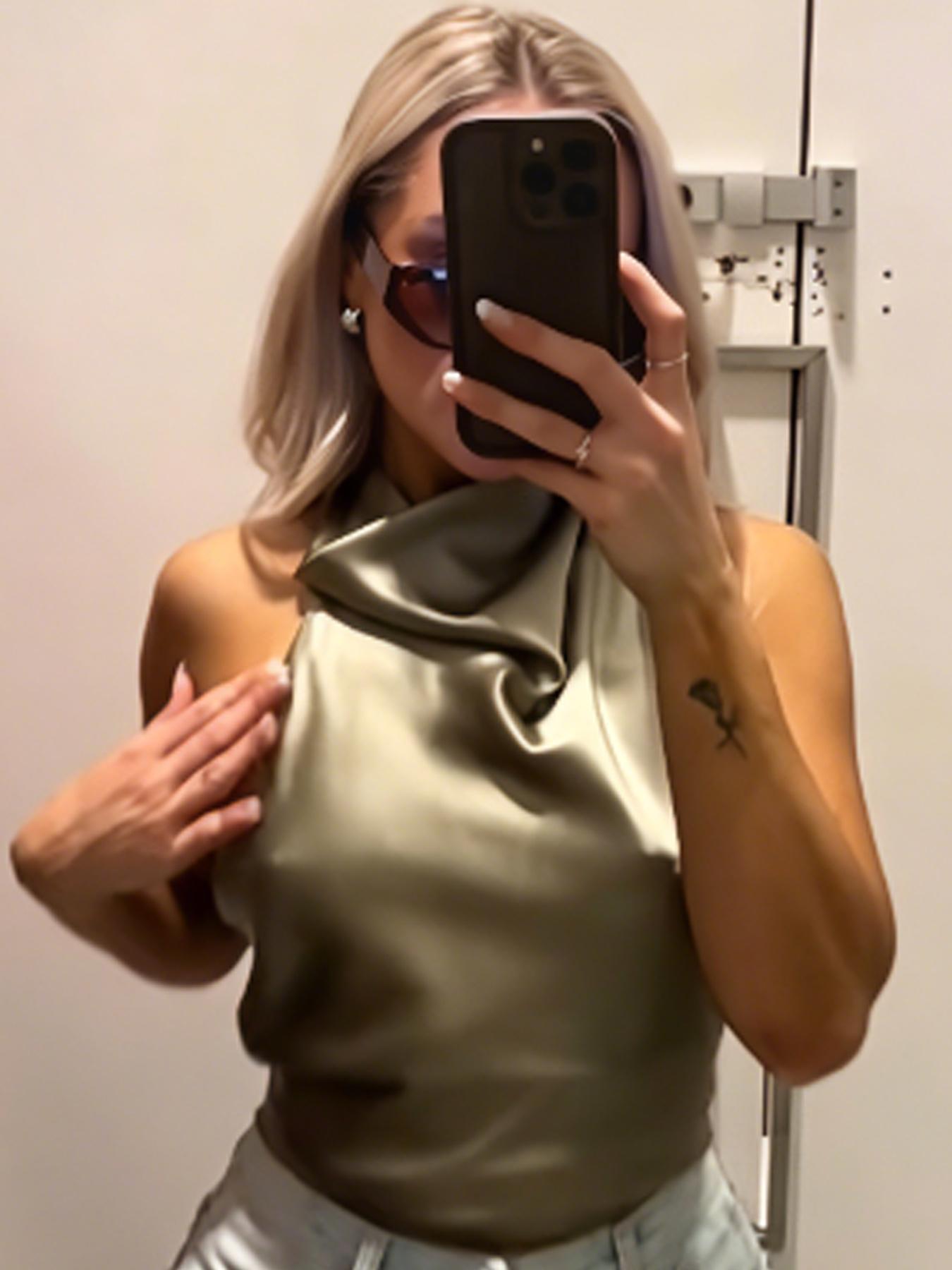 Women's Satin Halter Tops Halter Neck Y2K Sexy Corset Crop Tanks & Camis Backless Camisole Summer 2026 Ladies Fashion Backless Sleeveless Tank Tops Black White Orange Pink Yellow Brown Purple Green Top Elegant Evening Party Prom Top Women Solid Tank Top