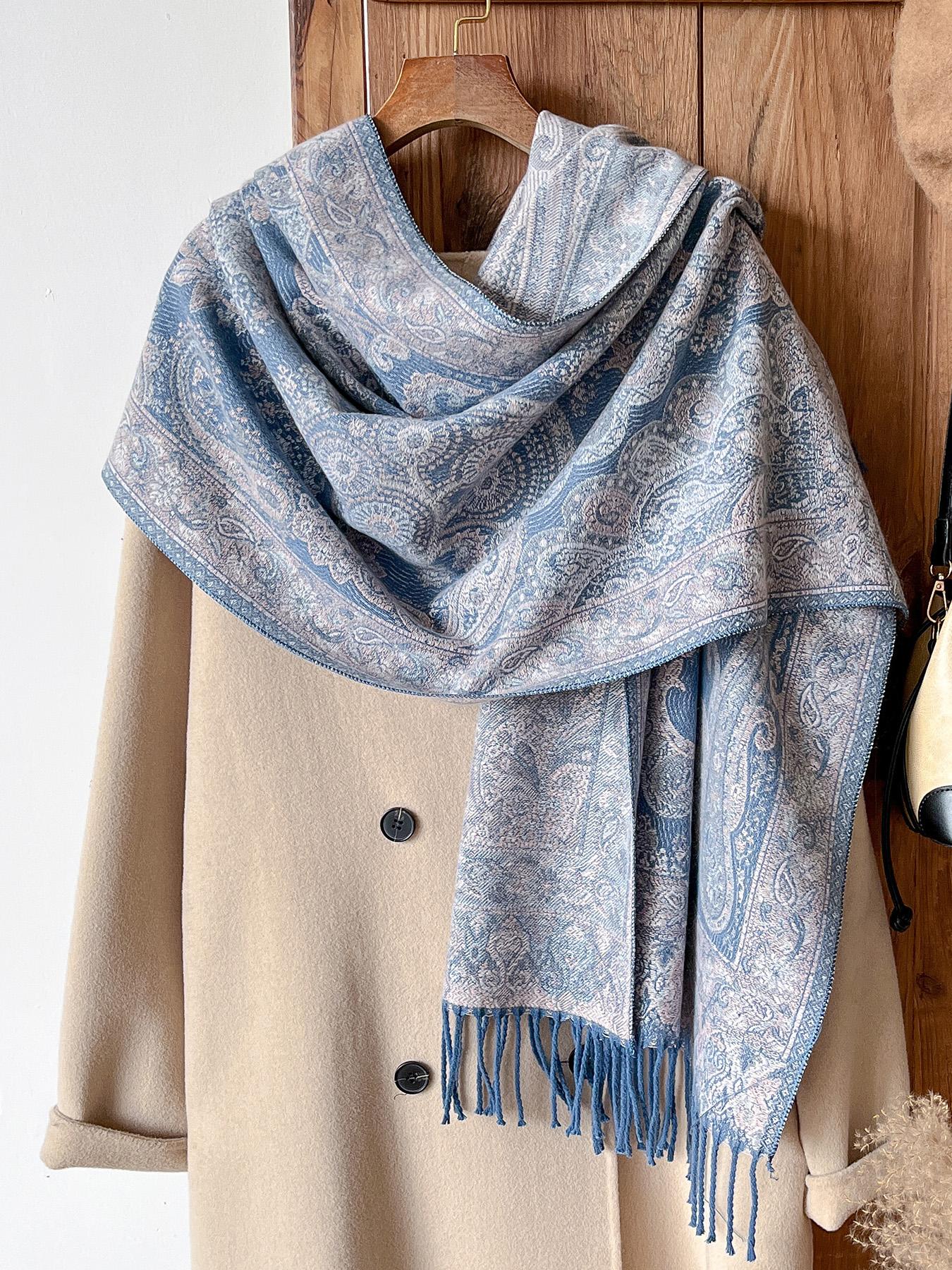 Women's Boho Style Paisley Print Scarf, Fall Winter Woven Fabric, Fitted Design, Soft Warm Accessory for Daily Wear & Modern Fashion