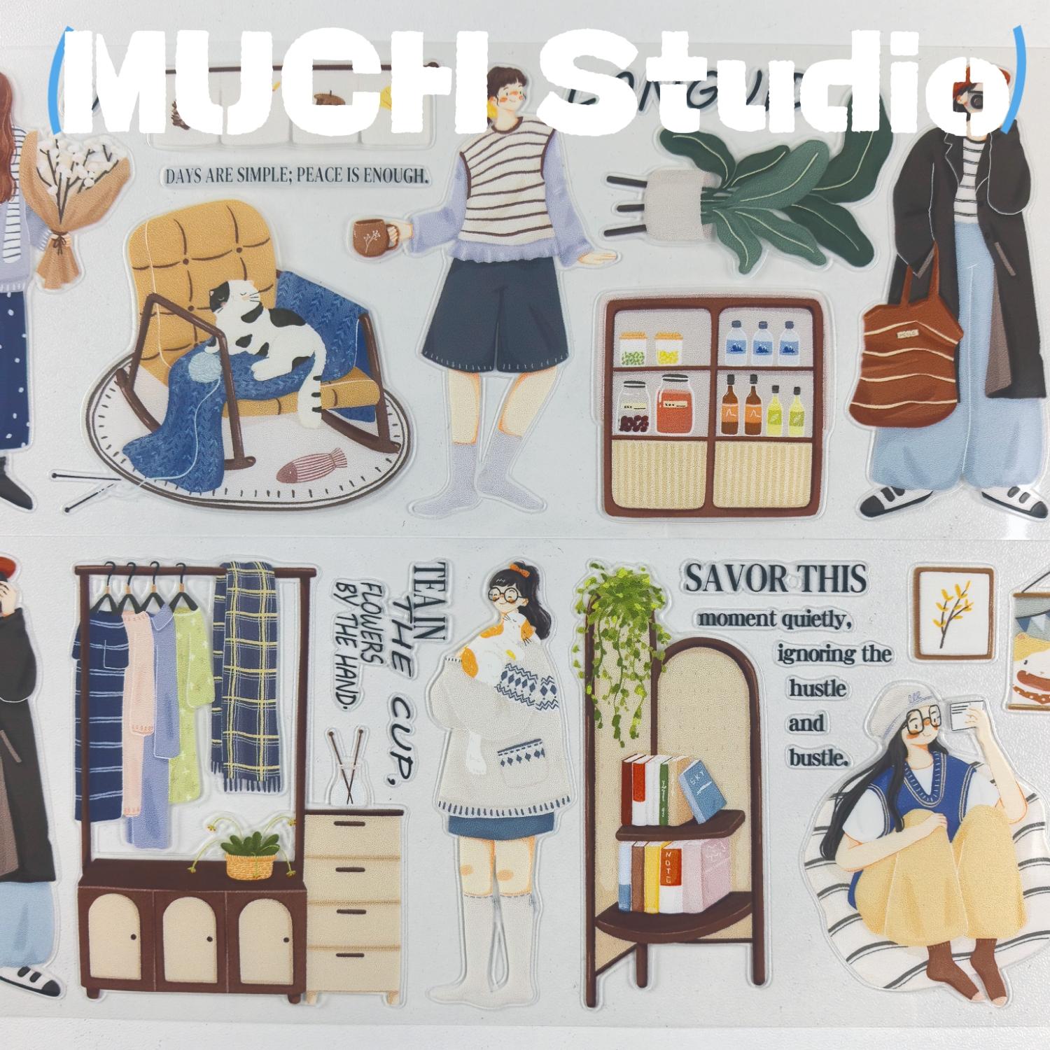 1pc (6.5*100cm), Original New Product, Daily Life Character Status Sticker, High-end Craftsmanship PET Tape, Exquisite Pattern, Versatile and Practical, Suitable for Scrapbooking, Decorating Journals, Notebooks, Greeting Cards, Photo Frames and More