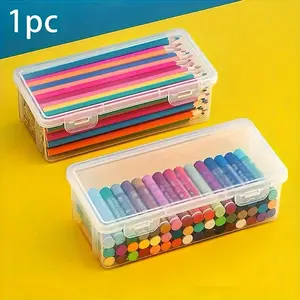1 stackable transparent plastic pencil case, office personal storage organizer for pencils and accessories