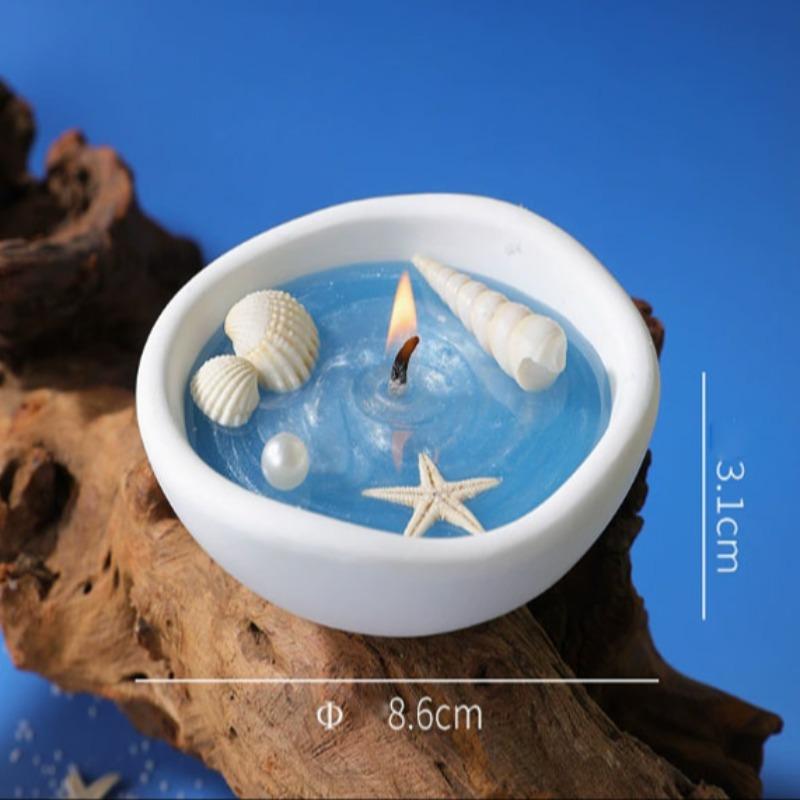 Ocean Aromatherapy Candle, Shell Starfish Pearl Decor, 2 Colors, Long-Lasting Ocean Scent, Non-Toxic Wax, Coastal Home Spa Gift