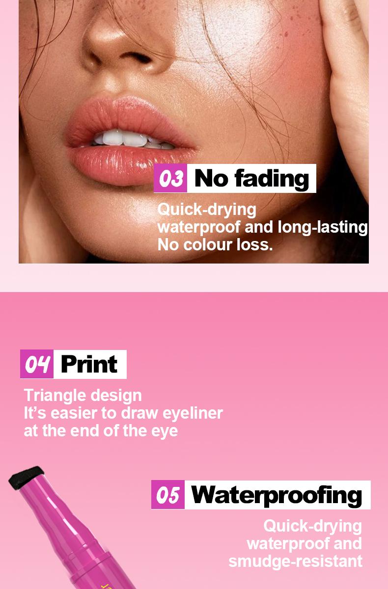 2-In-1 Dual Head Wing Stamp Wings Eyeliner Liquid Pen, Easy Cat Eye Template Makeup Tool, Waterproof Sweatproof Long-Lasting