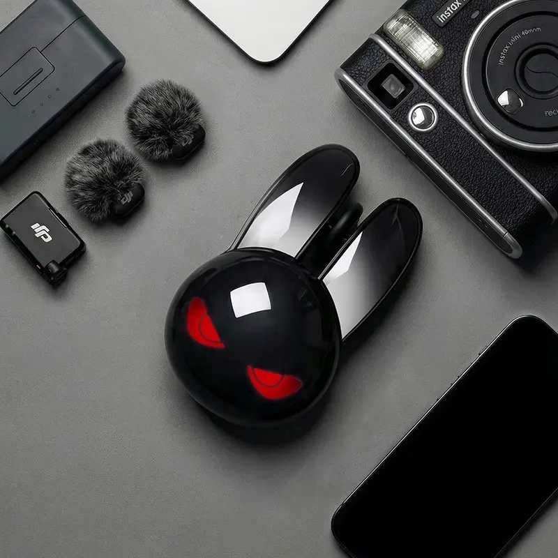 MOFii M6C Cool Black Bunny Dual-Mode Wireless Mouse, RGB Lighting Cute Rabbit Shape Office Mouse, Compatible with Desktop, Laptop & Tablet