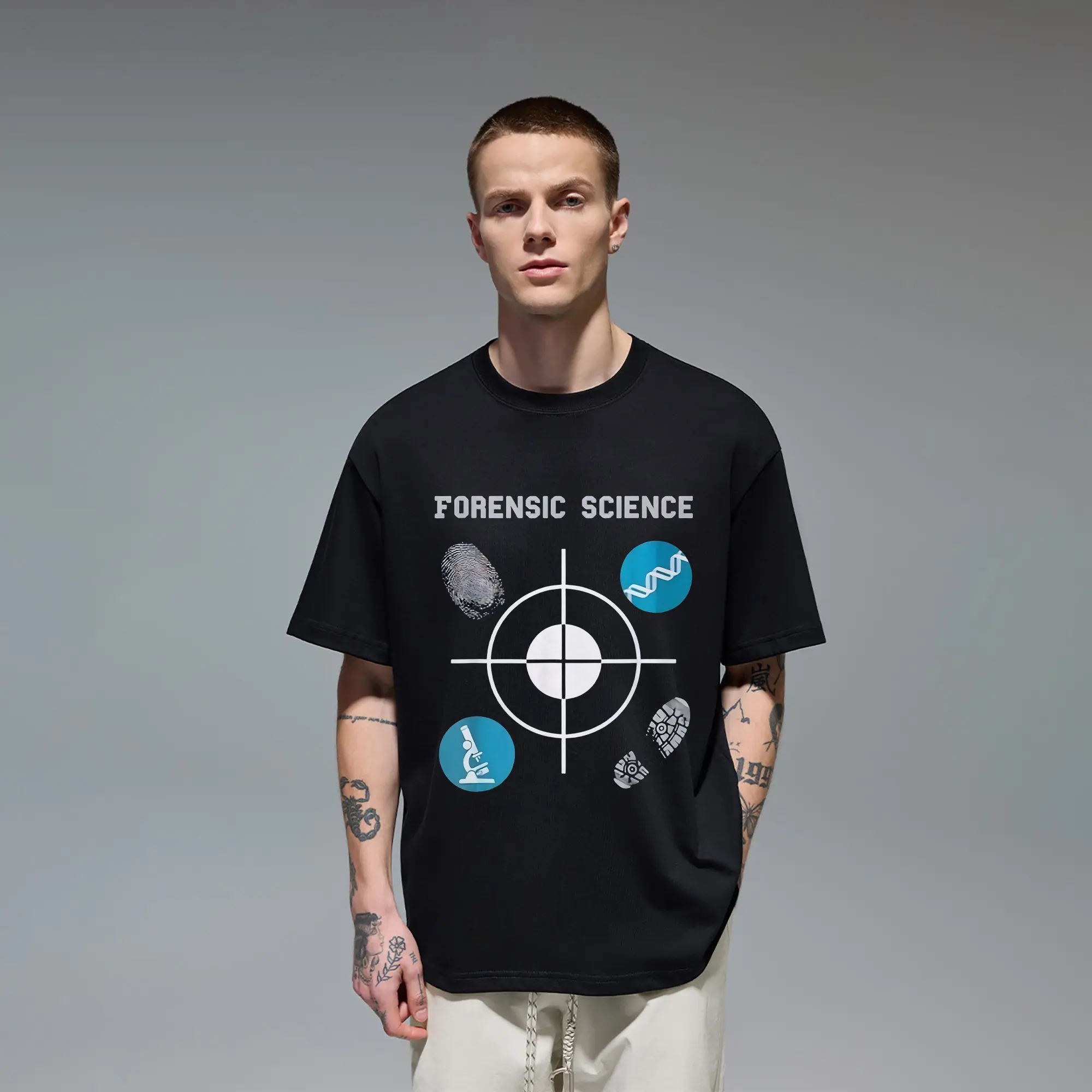 Forensic Science Fingerprint DNA Microscope True Crime Junkie Humor Novelty Gift for Women Forensics Major Student CSI Investigator Detective Nerd Quirky Aesthetic Top original oversized cotton graphic tee cutting ideas T-shirt for men apparel