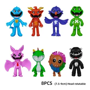 PVC Horror Cartoon Monster Smiling Collectible Model Toys Set Figure Desktop Decoration Ornaments Birthday Gifts