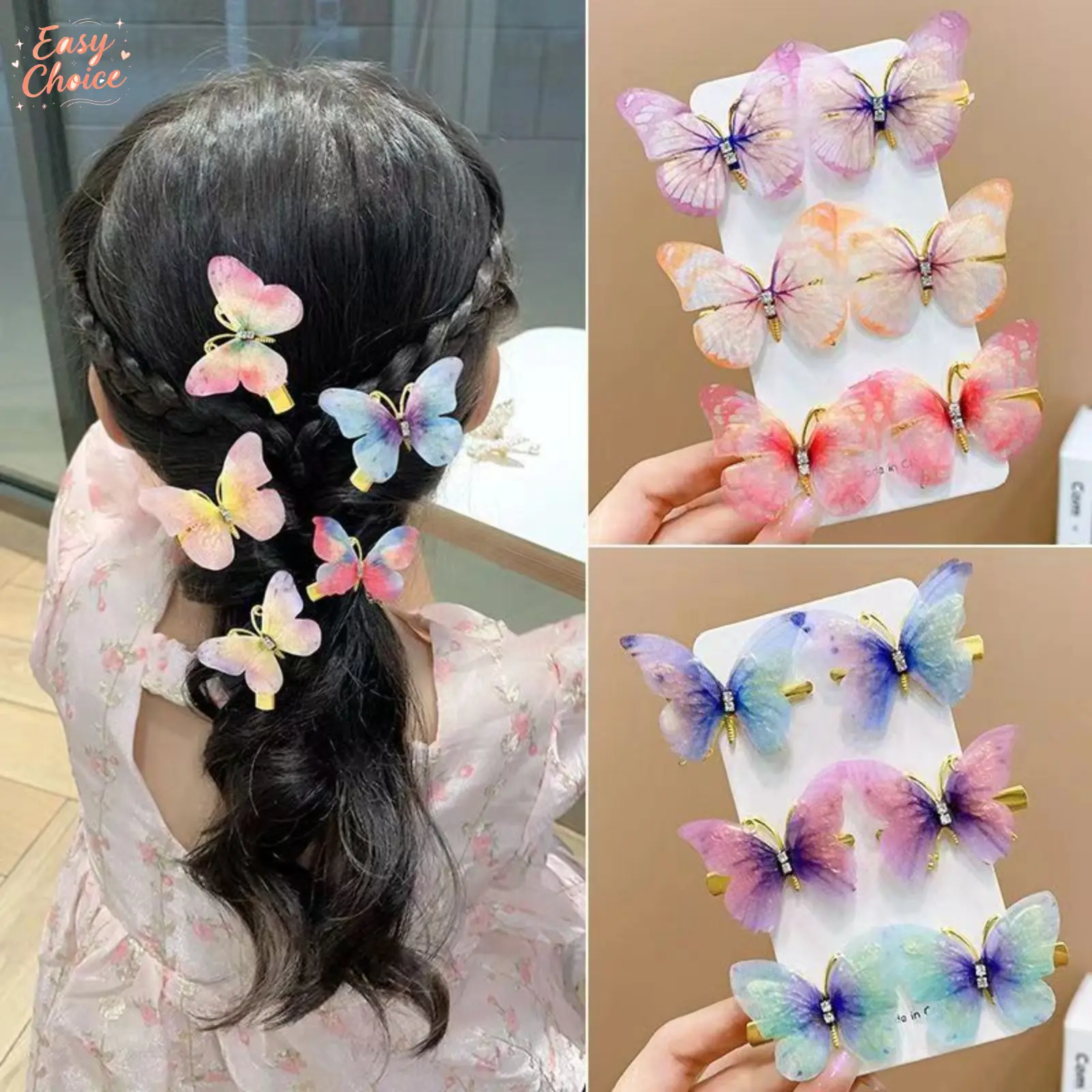 20Pcs/10PCs Fairy Gradient Butterfly Hair Clips, Korean Princess Aesthetic Hair Accessories, Cute Pastel Decorative Barrettes For Daily Dating Party Styling Women Teen Girls