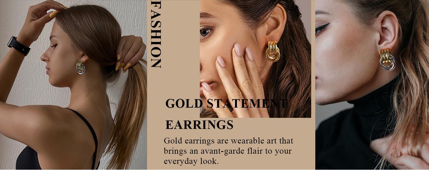 Aprilery Geometric Earrings for Women, Chunky Dangle Earrings Trendy Vintage Statement Earrings Dupes Jewelry for Women