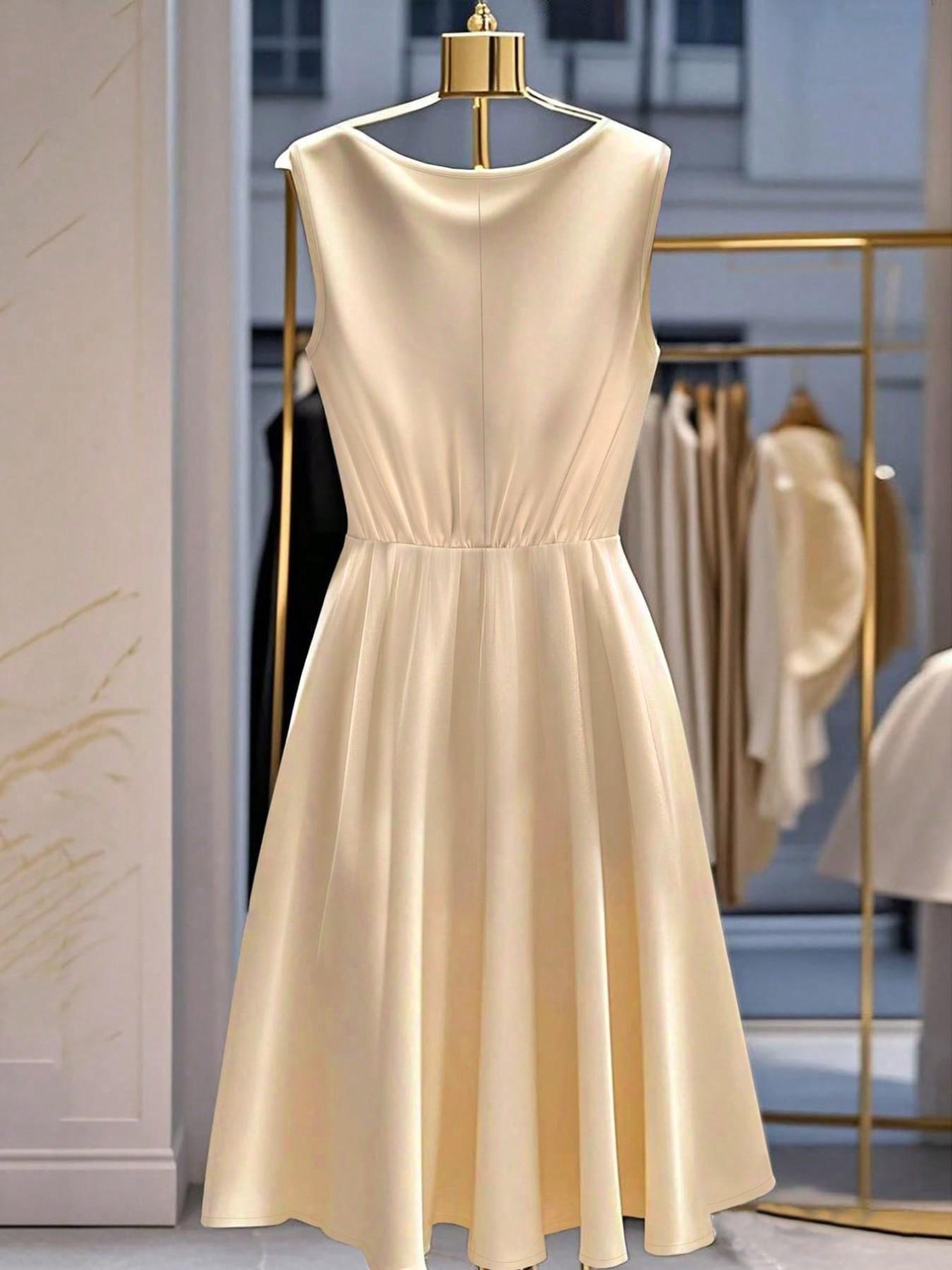 Women's Fashion Sleeveless Bow Neck Fitted Casual Dress, Perfect for Daily Commuting, Stylish and Comfortable, Ideal for Everyday Wear