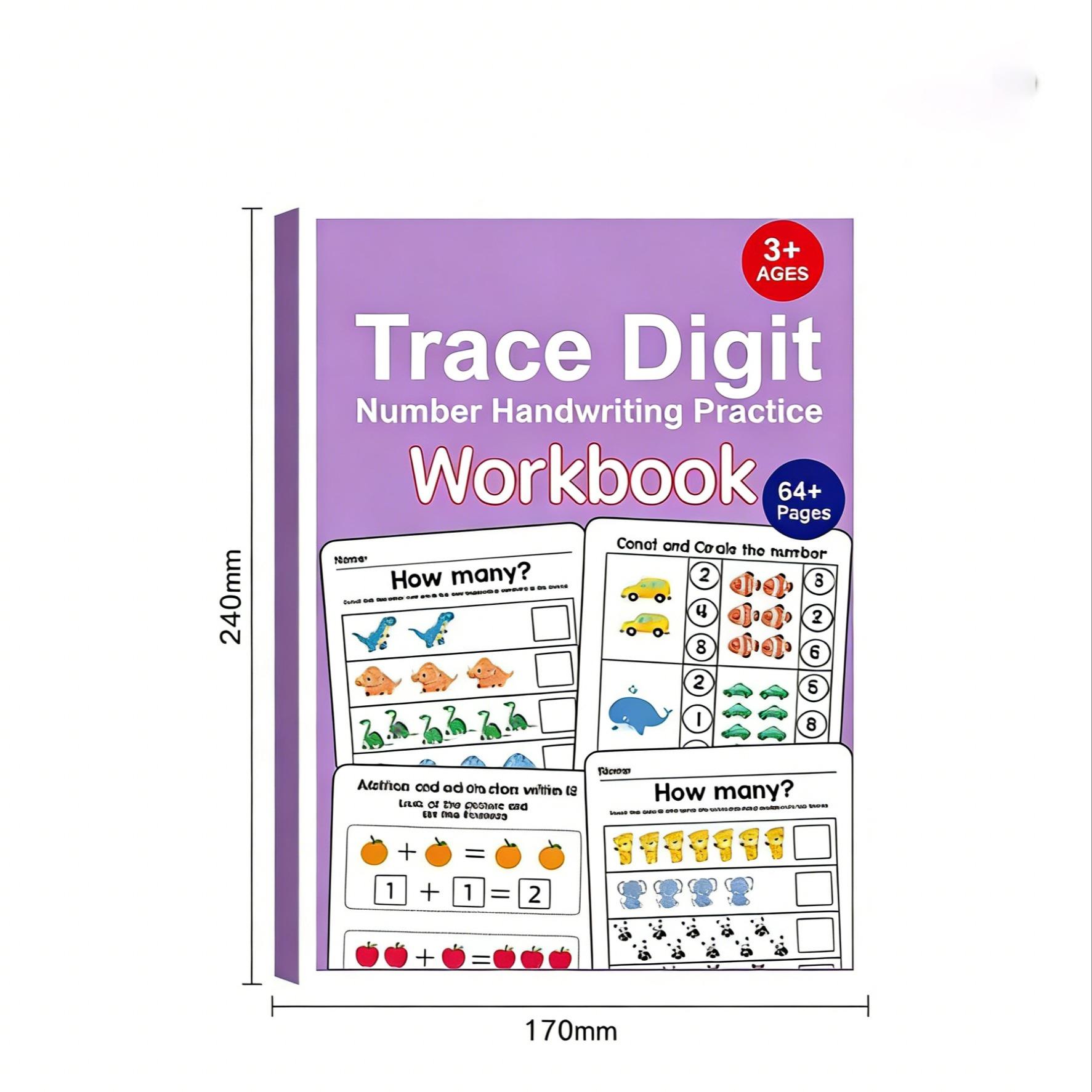Math Interactive Workbook: Number Tracking, Addition & Subtraction, Early Education, Home or Classroom Use, Basic Arithmetic Skills