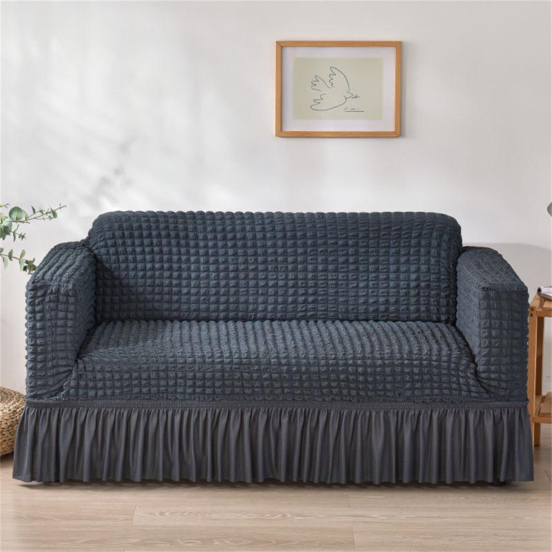 Solid Color Jacquard Sofa Cover with Skirt, 1 Count Soft Comfortable High Stretch Sofa Slipcover, Dustproof Sofa Cover for Home Living Room, Home Decor, Sofa Couch Covers