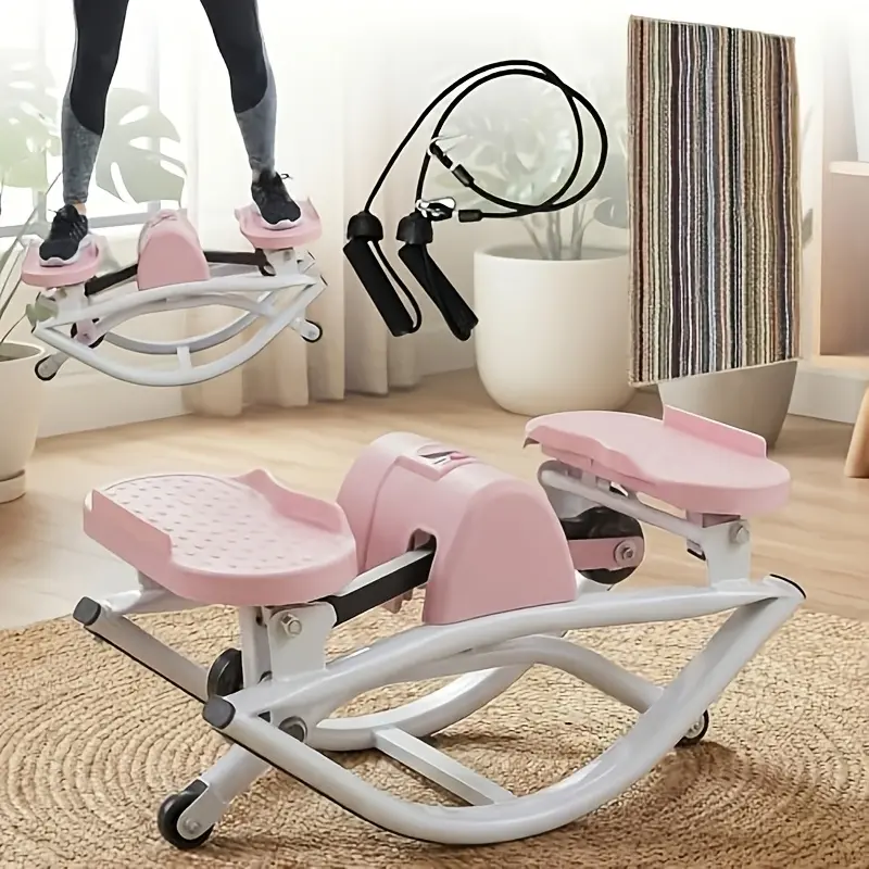 U-Shape Quiet Swing Stepper for Home Step Workout, Compact Fit for Small Spaces, Includes Bands & Free Exercise Mat, Side-to-Side Swinging Motion, Battery-Free