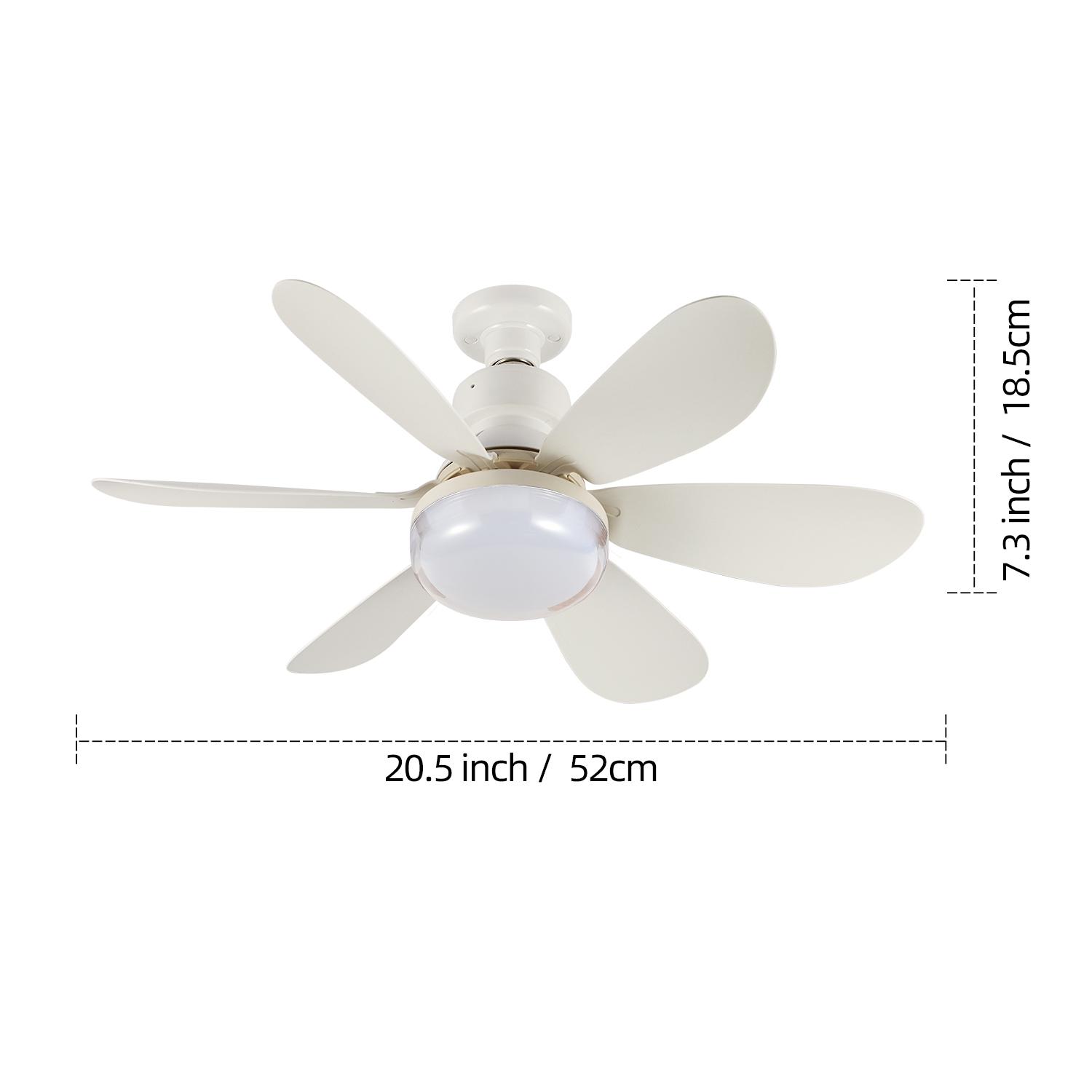 20.5 Inch Dimmable Fan Light Socket, E27 Screw Base, Remote Control Ceiling Fan Lamp Walnut Color, 3 Speeds, 3 Adjustable Colors