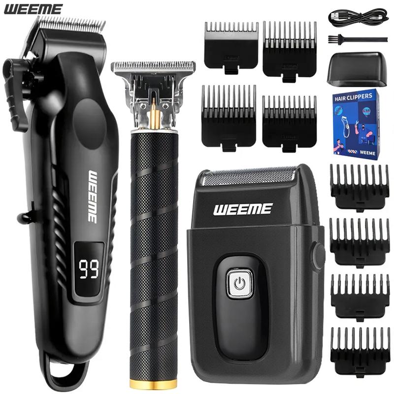 Men's Electric Shaver Set, Home & Car Use, Trimmer, Nose Hair Clipper, Portable Travel Grooming Kit, 2-4 Piece Set, Multifunctional Hair Shaver