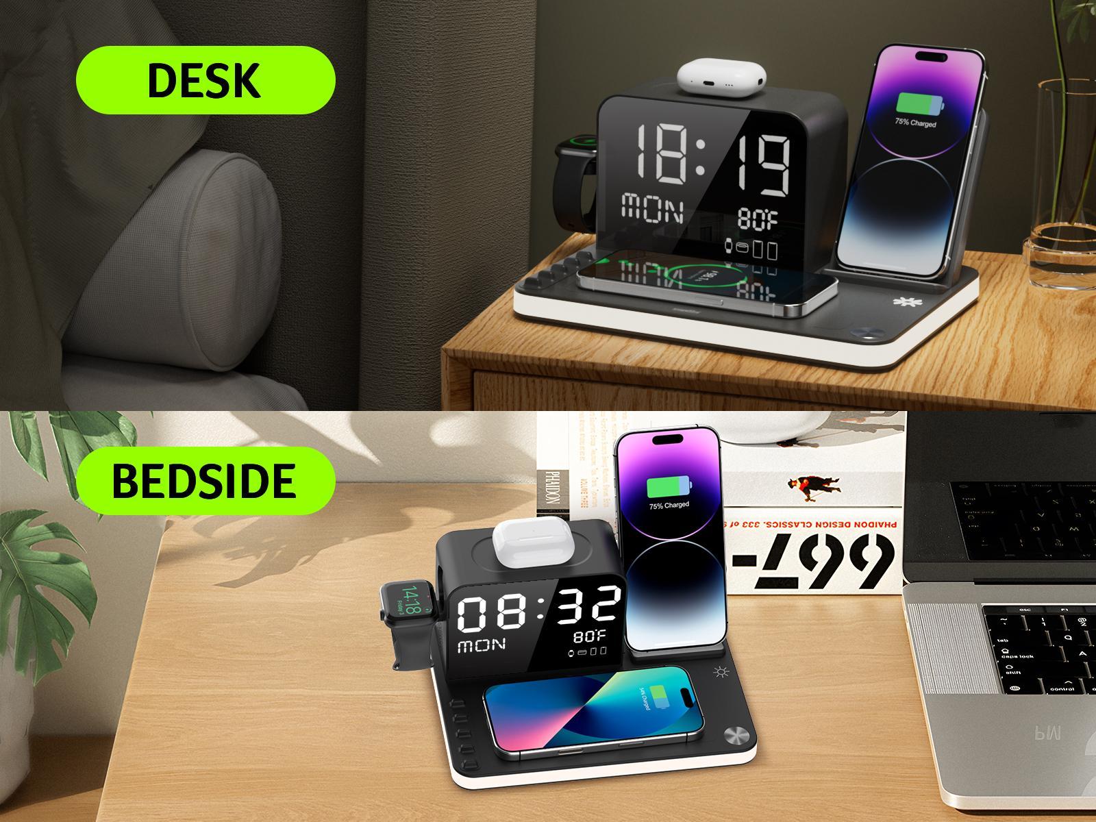 Acer 7 in 1 Wireless Charging Station with Fast Wireless Charger, LED Night Light, Bluetooth Time Sync Clock & Temperature Display, USB-A & USB-C, Magnetic MagSafe – for iPhone, Android Phone, Apple Watch & AirPods, Gift Acer 7 in 1 Wireless Charging Station with Fast Wireless Charger, LED Night Light, Bluetooth Time Sync Clock & Temperature Display, USB-A & USB-C, Magnetic MagSafe – for iPhone, Android Phone, Apple Watch & AirPods, Gift