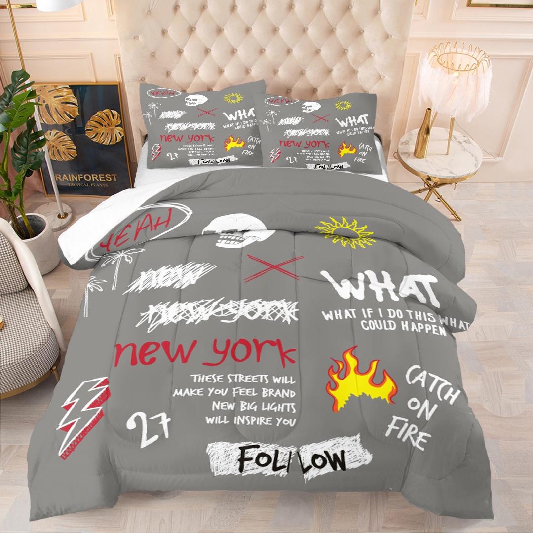 Superstar children's pattern quilt, includes 1 quilt and 1 or 2 coreless pillowcases, suitable for home or dormitory decoration use, perfect moving gift