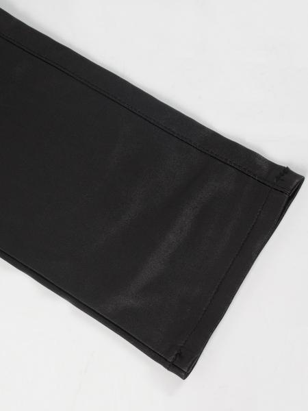 Women's Minimalist Street Plain High Waist Skinny Pants, Casual Solid Pocket High Rise PU Leather Trousers for Fall & Winter, Fashion Women's Bottoms for Daily Wear