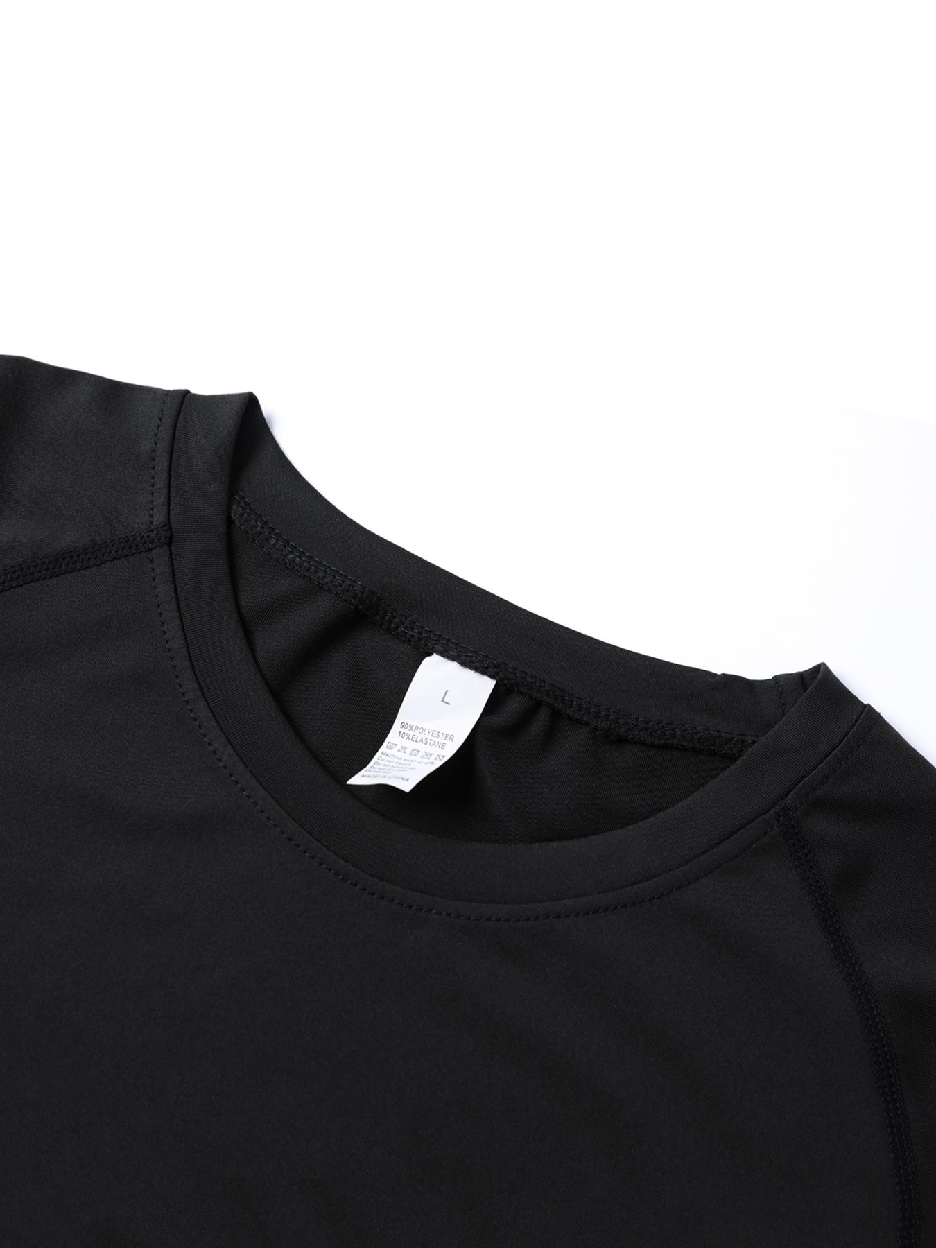 Men's Round Neck Sports Tee, Summer Clothes Tight Athletic Compression Shirts Quick Drying Breathable Crew Neck Short Sleeve T-shirt for Gym Workout Running, Casual Sporty Top