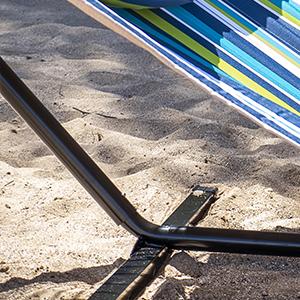 SUPERJARE Hammock with Stand, 2 Person Heavy Duty Hammock with Padded Cotton, Detachable Pillow & Strong Curved-Bar & Portable Carrying Bag, Perfect for Outdoor & Indoor