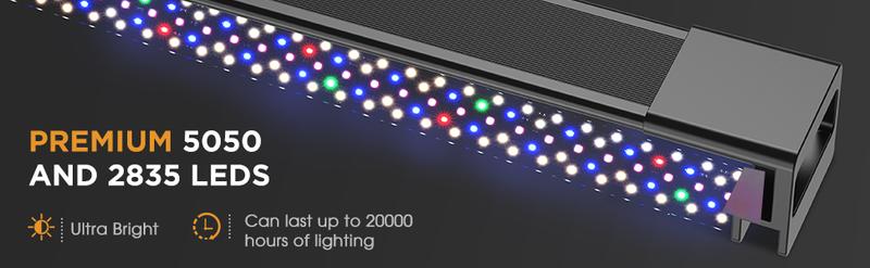 hygger LED Aquarium Light for Plants, Full Spectrum Fish Tank Light with Timer Auto On/Off, 24/7 Lighting with Multi-Color, Adjustable Brightness, External Controller, for Freshwater