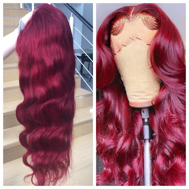 Bling Hair 28 Inch 99J Burgundy Lace Front Wigs Human Hair 13x6 HD Transparent Body Wave Lace Front Wigs Human Hair Pre Plucked 99j Burgundy Red Wine Human Hair Wigs for Women