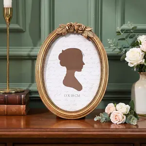 Modern Creative Resin Oval Rose Frame, Simple Home Desktop Decor, Photo Frame for Bedroom Office Study Desk