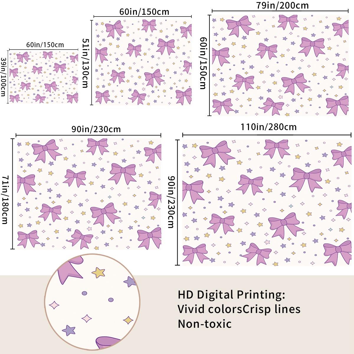 Purple Bow Tapestry, Cute Star Print Wall Hanging, Aesthetic Tapestries Wall Blanket, Coquette Room Decor Backdrop Decor, Soft Fabric Wall Art for Bedroom Living Room Dorm