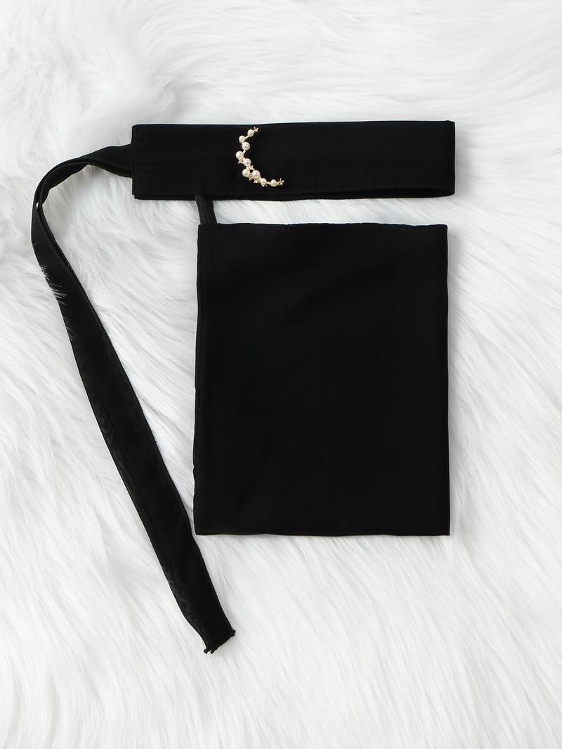 Women's Plain Lace-Up Face Veil Hijab, Arab Women Classic Geometric Pattern Breathable Design, Adjustable Elastic Strap Niqab for Modest Style