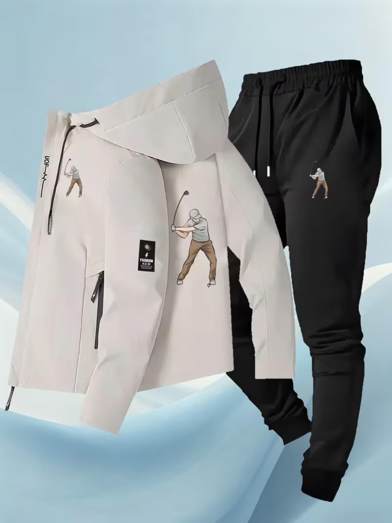 Men's Casual Outdoor Jacket Set, Comfortable Camping Hiking Fitness Daily Commute Breathable Durable Mountain Wear